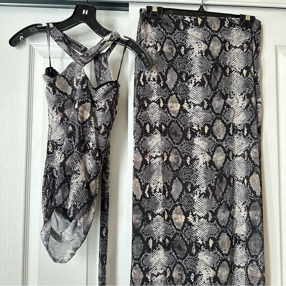 New Zara 2 Piece Coord Snake Print Tulle Top and Skirt Medium 5039/475 5039/472